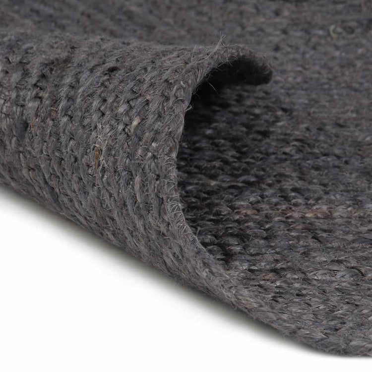 Vidaxl Teppich handgefertigt um 180 cm Jute dunkelgrau
