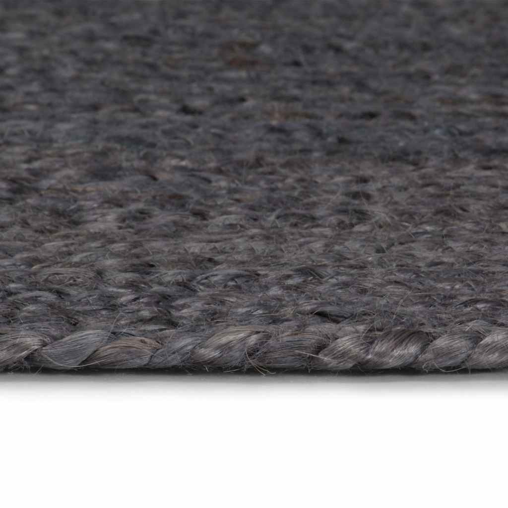 Vidaxl Teppich handgefertigt um 180 cm Jute dunkelgrau