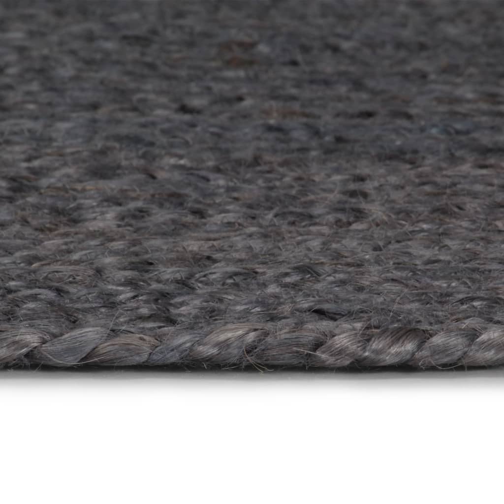 Vidaxl Teppich handgefertigt um 180 cm Jute dunkelgrau