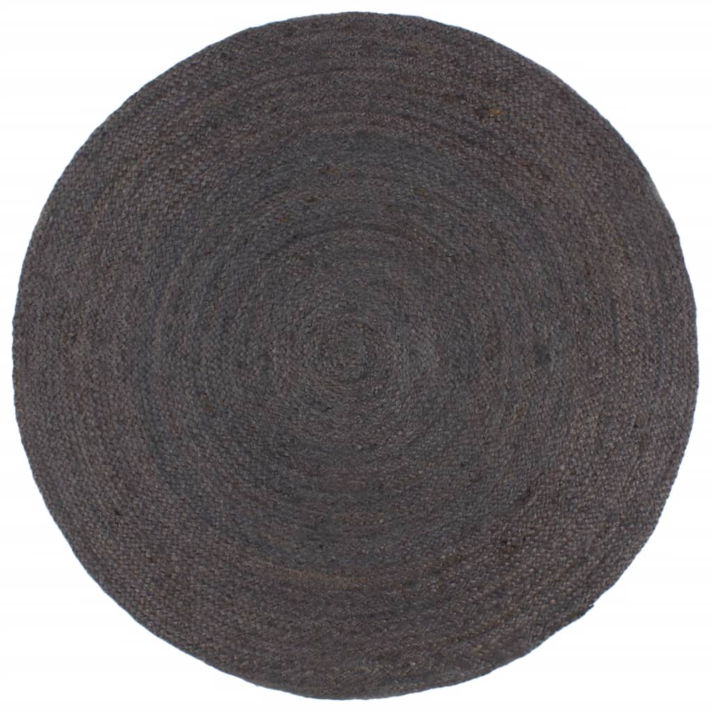 Vidaxl Teppich handgefertigt um 210 cm Jute dunkelgrau