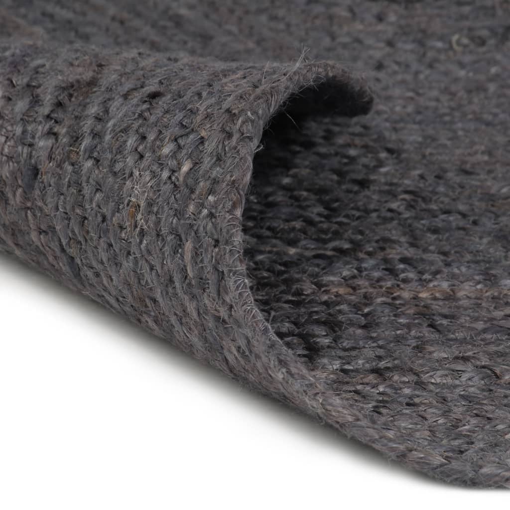 Vidaxl Teppich handgefertigt um 210 cm Jute dunkelgrau
