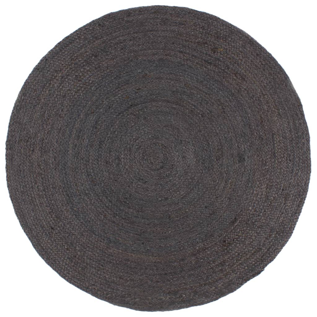 Vidaxl Teppich handgefertigt um 240 cm Jute dunkelgrau