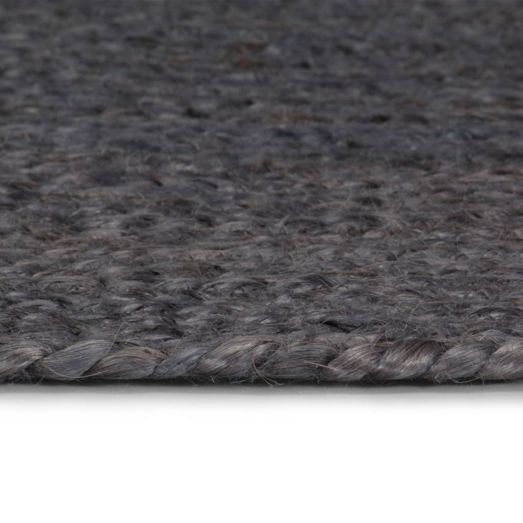 Vidaxl Teppich handgefertigt um 240 cm Jute dunkelgrau