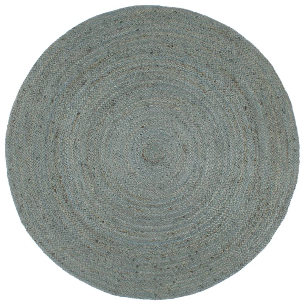 Vidaxl Teppich handgefertigt um 180 cm Jute Olivengrün
