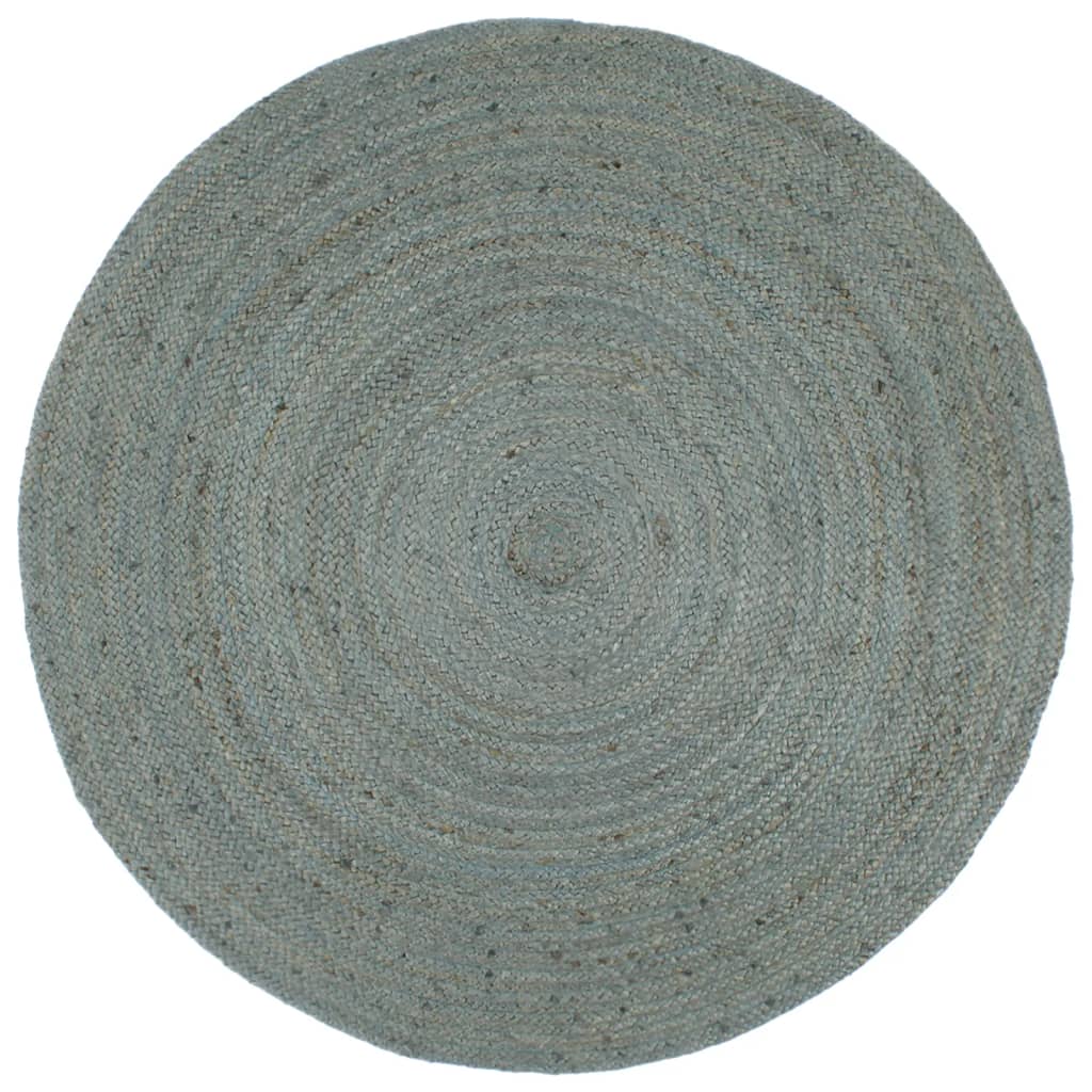 Vidaxl Teppich handgefertigt um 240 cm Jute Olivengrün