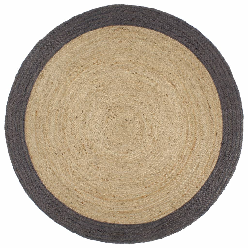 Vidaxl Teppich handgefertigt mit dunkelgrauem Rand 180 cm Jute