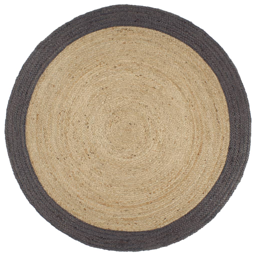 Vidaxl Teppich handgefertigt mit dunkelgrauem Rand 210 cm Jute