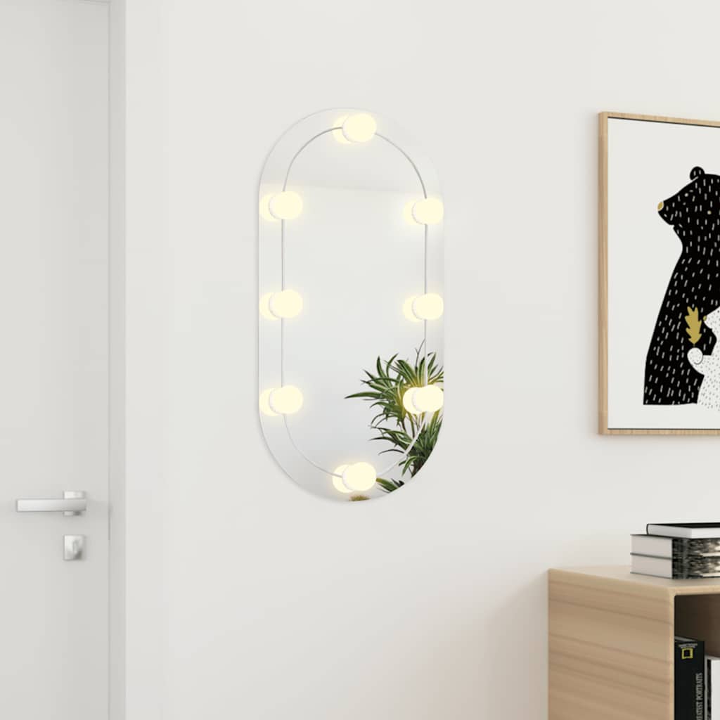 VIDAXL -Spiegel mit LED -Beleuchtung oval 80 x 40 cm Glas