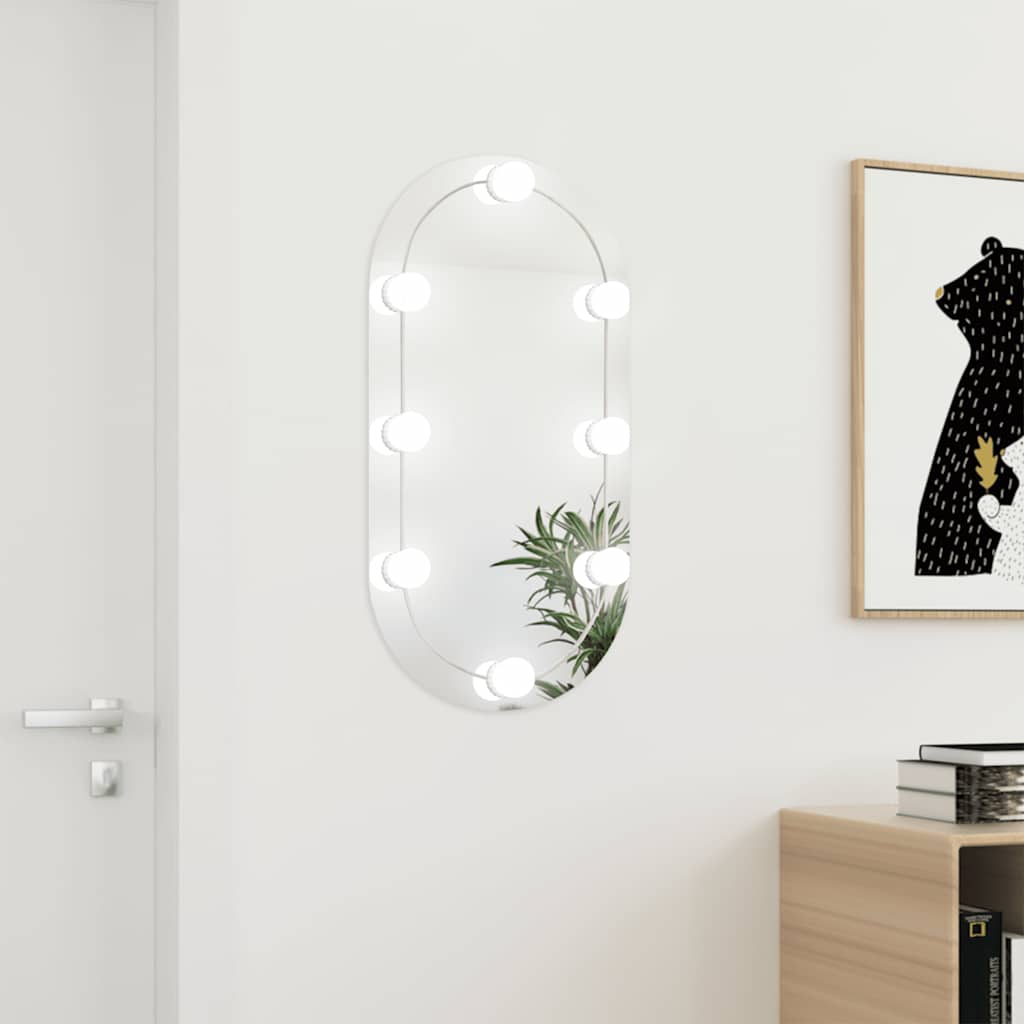 VIDAXL -Spiegel mit LED -Beleuchtung oval 80 x 40 cm Glas