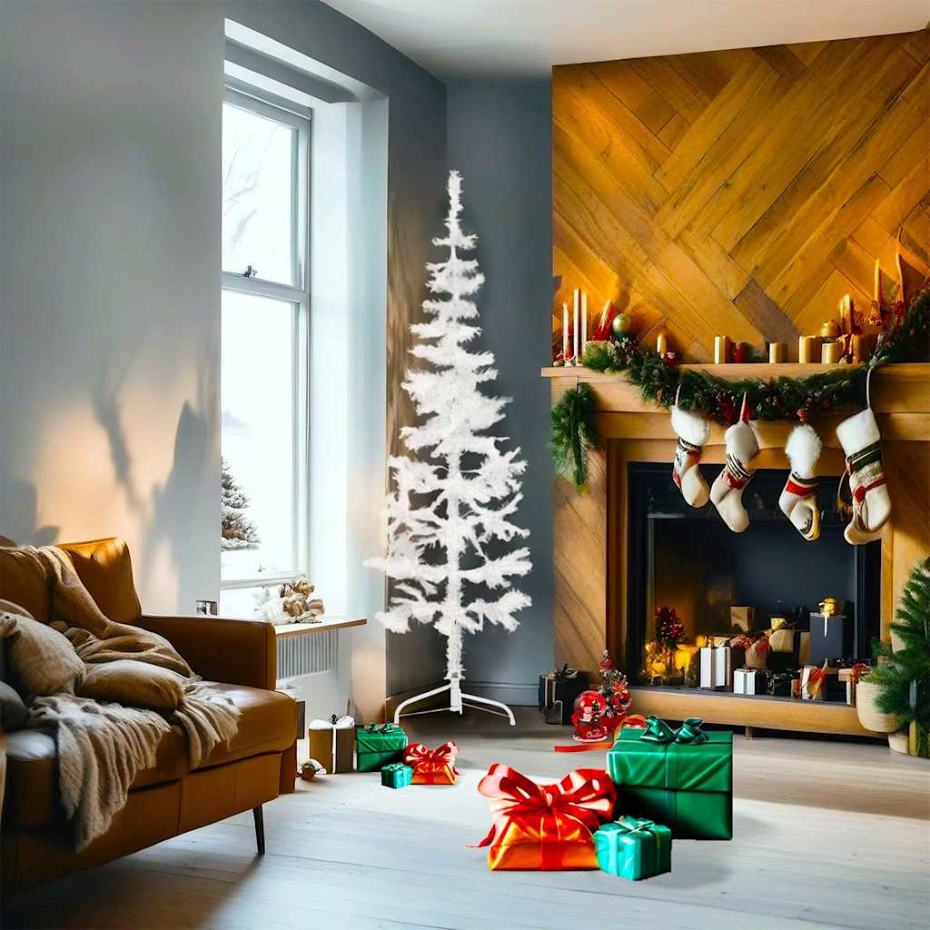 Vidaxl Kunstkerstboom halbe mit Standard schmal 180 cm Weiß