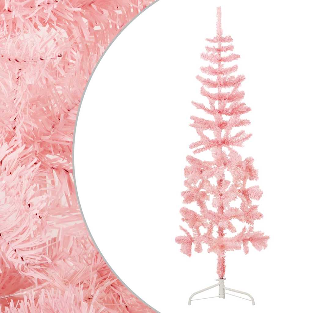 Vidaxl KunstKerStboom Hälfte mit Standard schmal 150 cm rosa