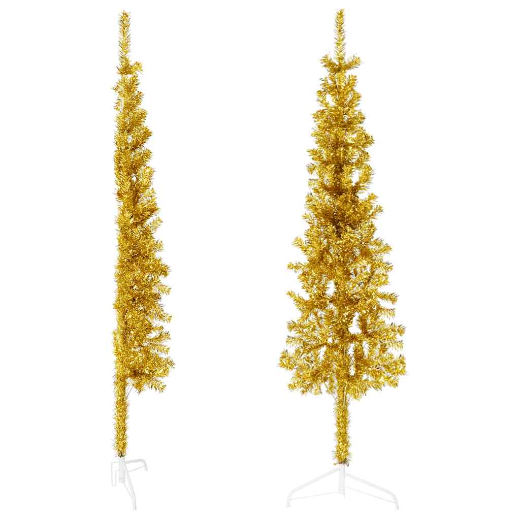 Vidaxl kunstkerstboom halb mit Standard schmal 120 cm Gold gefärbt