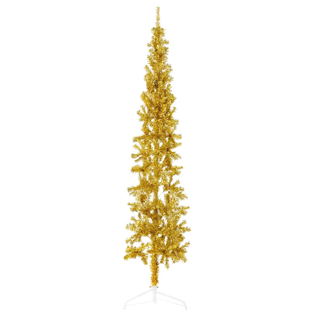 Vidaxl Kunstkerstboom Hälfte mit Standardschmaler 180 cm Gold gefärbt