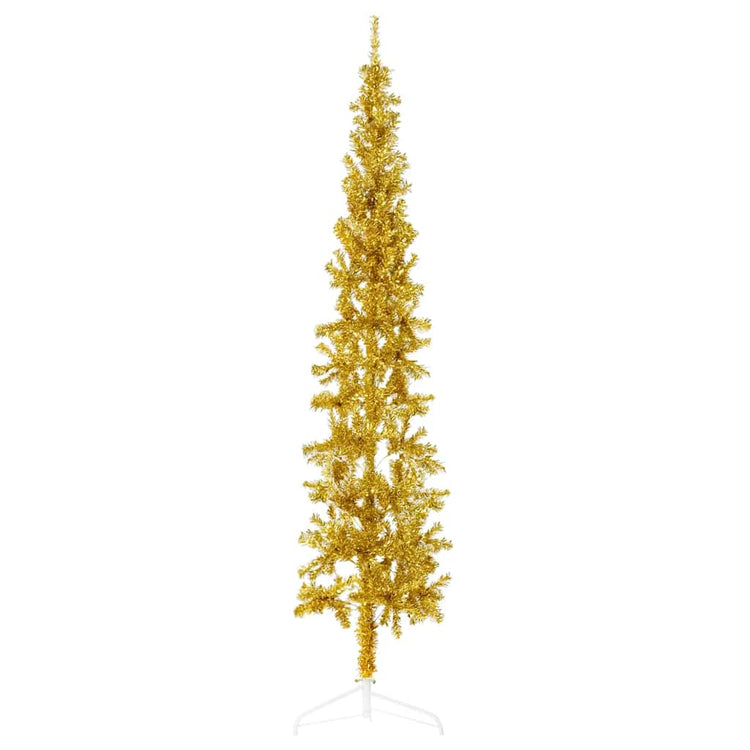 Vidaxl Kunstkerstboom Hälfte mit Standardschmaler 180 cm Gold gefärbt