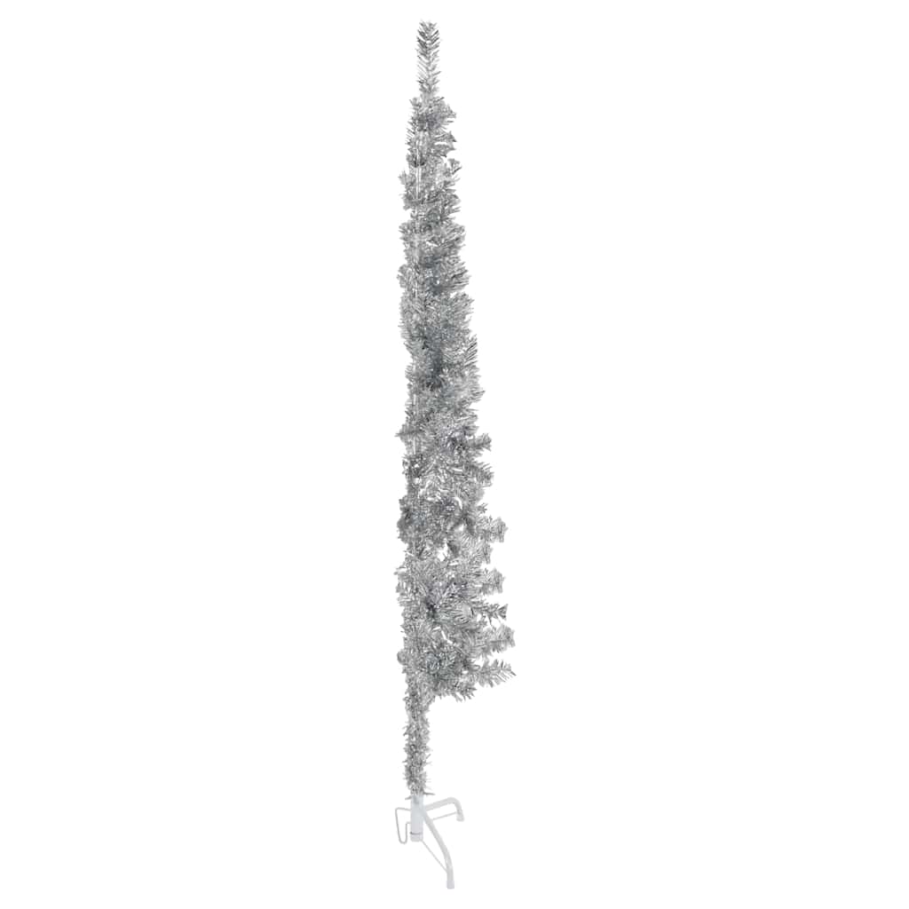 Vidaxl Kunstkerstboom Hälfte mit Standard schmal 150 cm Silberfarbe