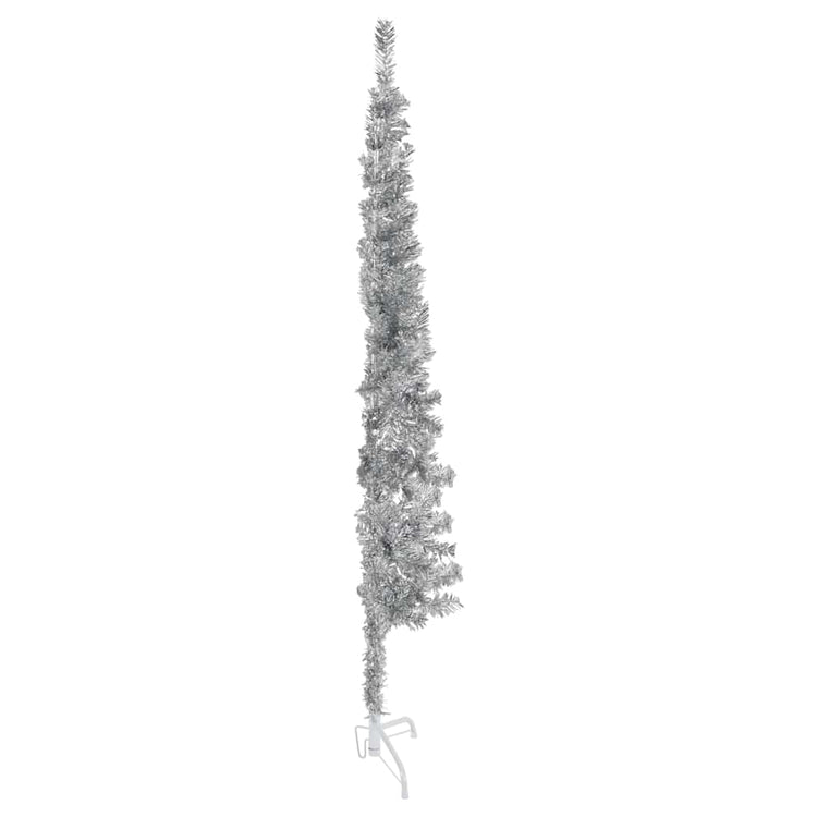 Vidaxl Kunstkerstboom Hälfte mit Standard schmal 150 cm Silberfarbe