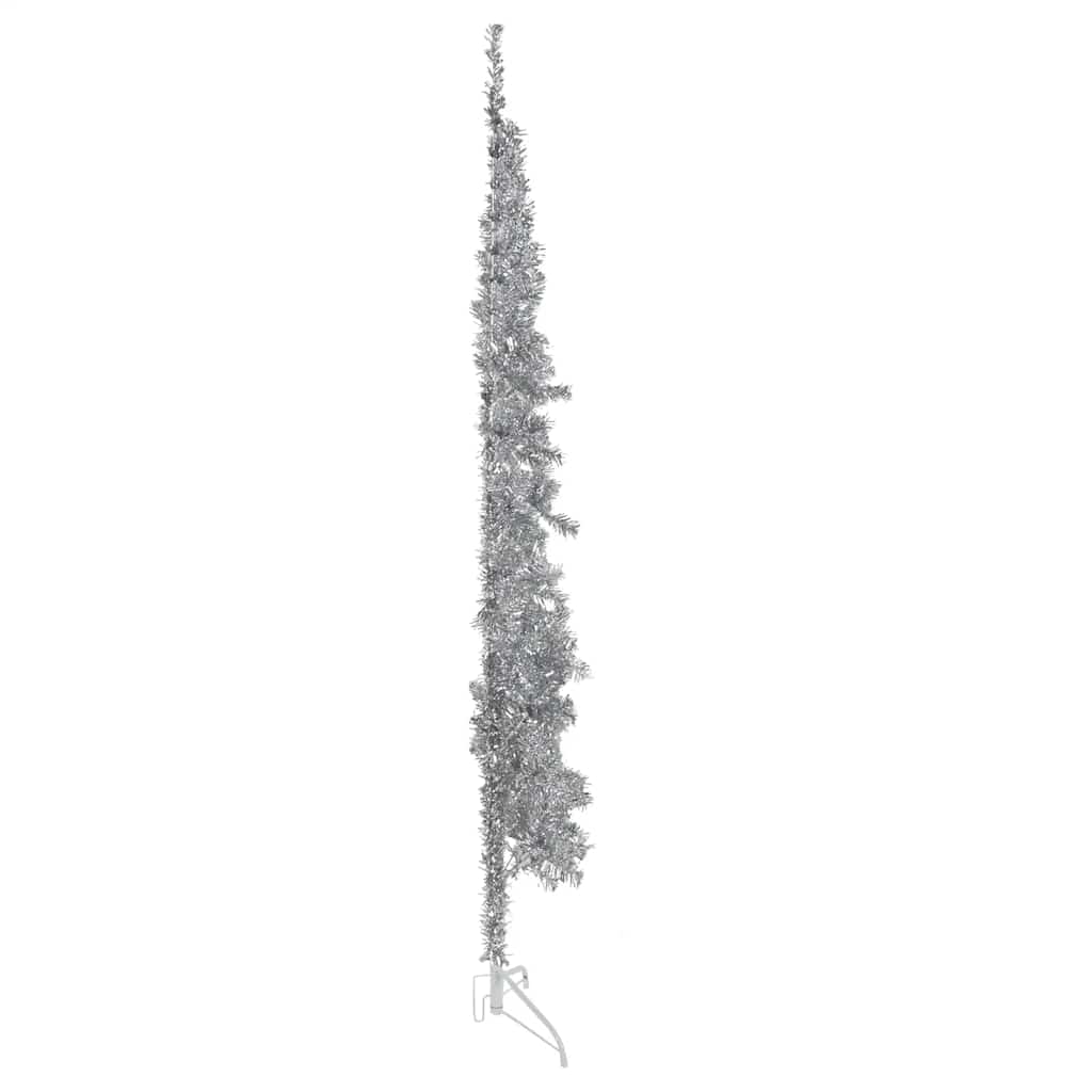 Vidaxl kunstkerstboom halb mit Standard schmal 210 cm silberfarben