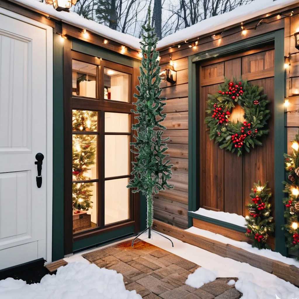 Vidaxl Kunstkerstboom halb mit Standardschmale 240 cm Grün