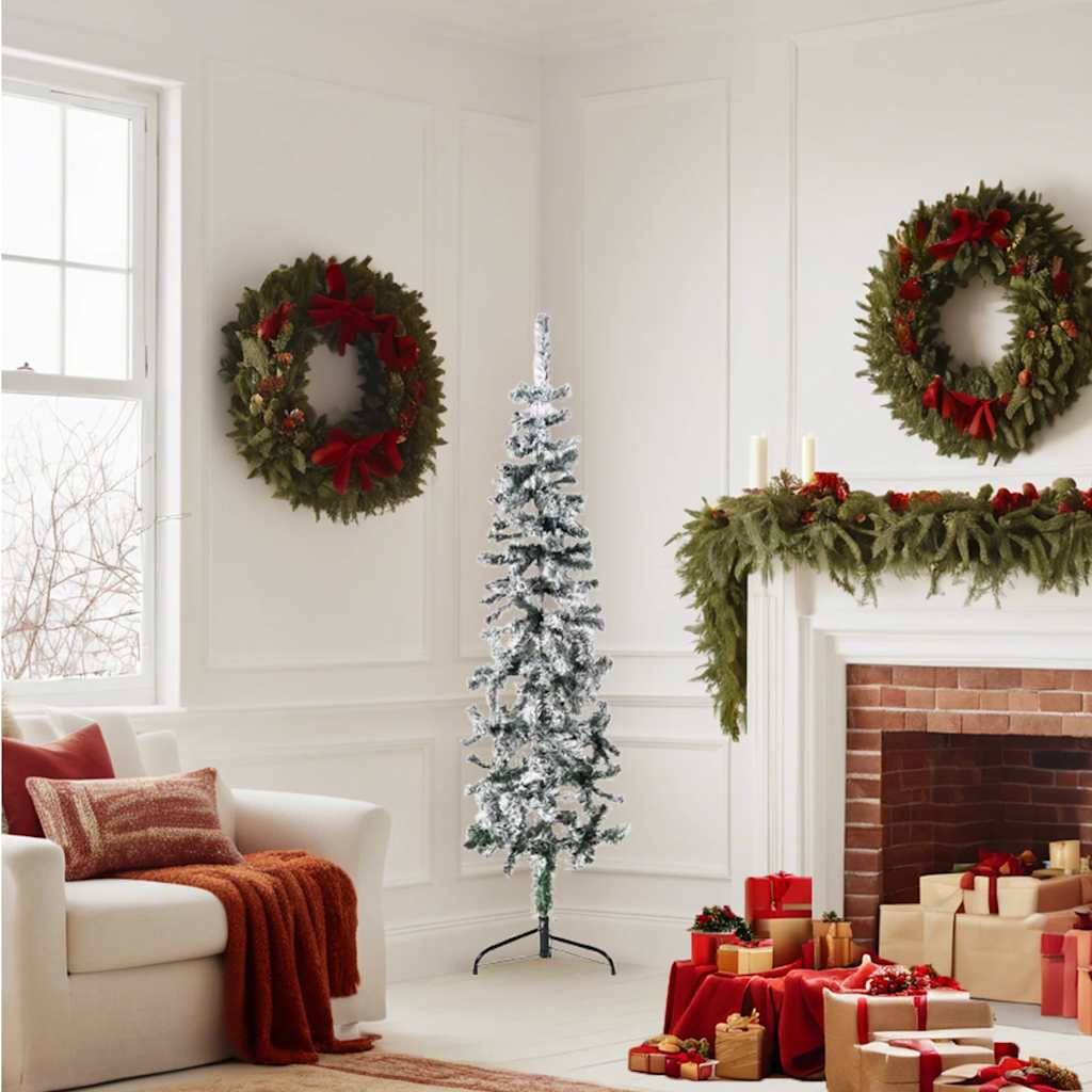 Vidaxl Kunstkerstboom halb mit schneebeschmaler 150 cm
