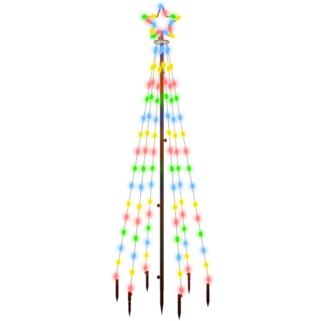 Vidaxl Weihnachtsbaum mit Bodenstift 108 LEDs Multi -geläutet 180 cm