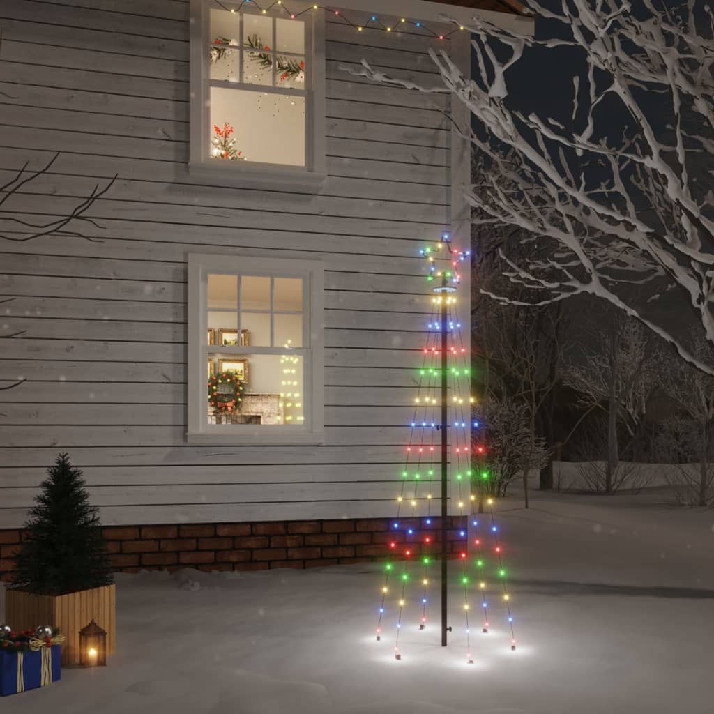 Vidaxl Weihnachtsbaum mit Bodenstift 108 LEDs Multi -geläutet 180 cm