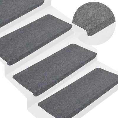Vidaxl Treppenmatten Selbstadhäsiv 15 ST 65x24,5x3,5 cm Grau