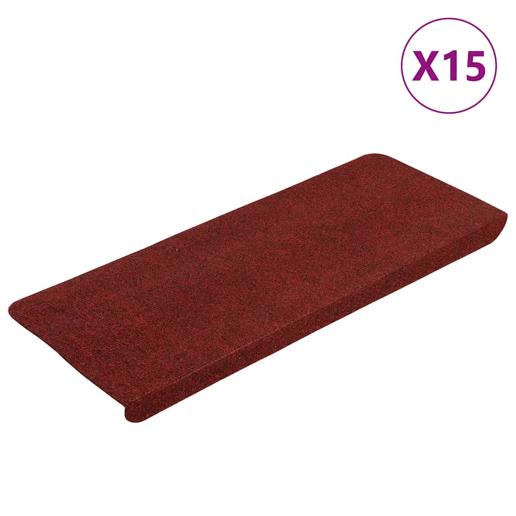 Vidaxl Treppenmatten Selbstadhäsiv 15 ST 65x24,5x3,5 cm Rot