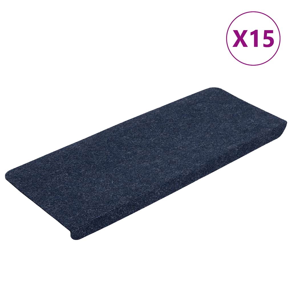 Vidaxl Treppenmatten Selbstadhäsiv 15 ST 65x24,5x3,5 cm Blau