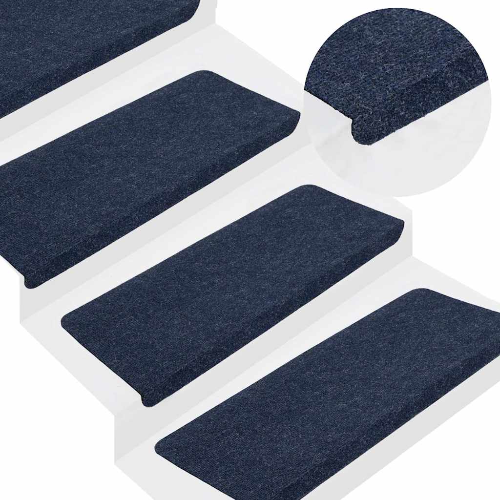 Vidaxl Treppenmatten Selbstadhäsiv 15 ST 65x24,5x3,5 cm Blau