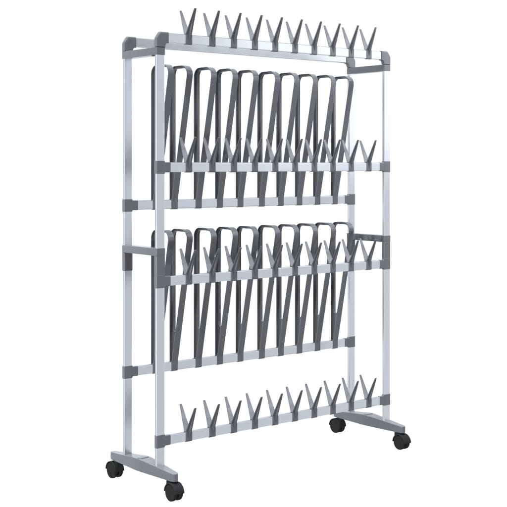 Vidaxx Schuhregal mit Rollen 89x27x120 cm silberfarben