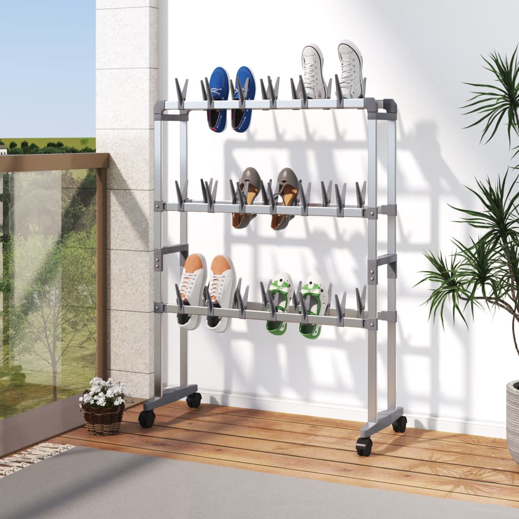 Vidaxx Schuhregal mit Rollen 66x27x100 cm silberfarben