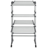 VidaXL Wäscheständer 2-lagig mit Rollen 60x70x106 cm silberfarben - afbeelding 3