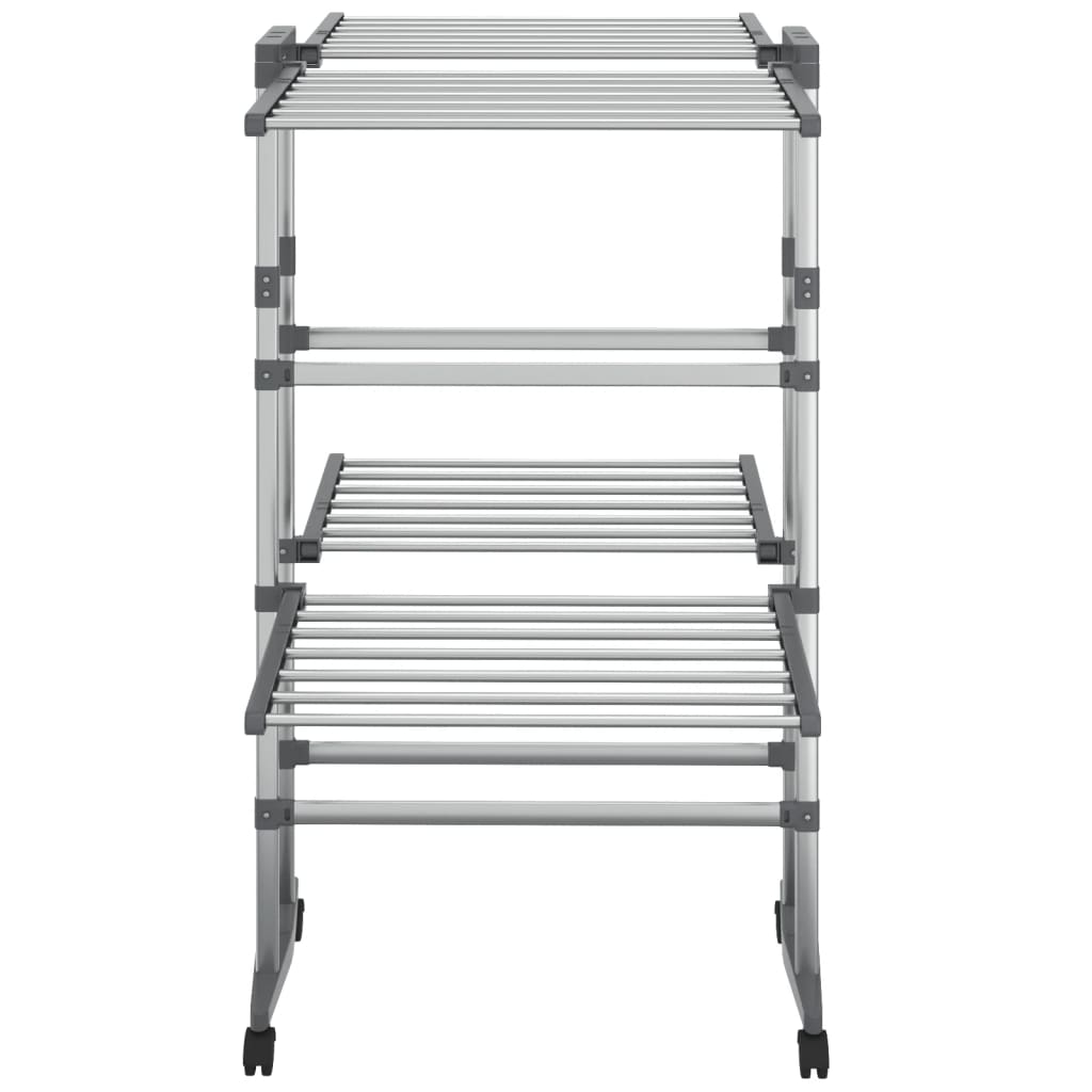VidaXL Wäscheständer 2-lagig mit Rollen 60x70x106 cm silberfarben