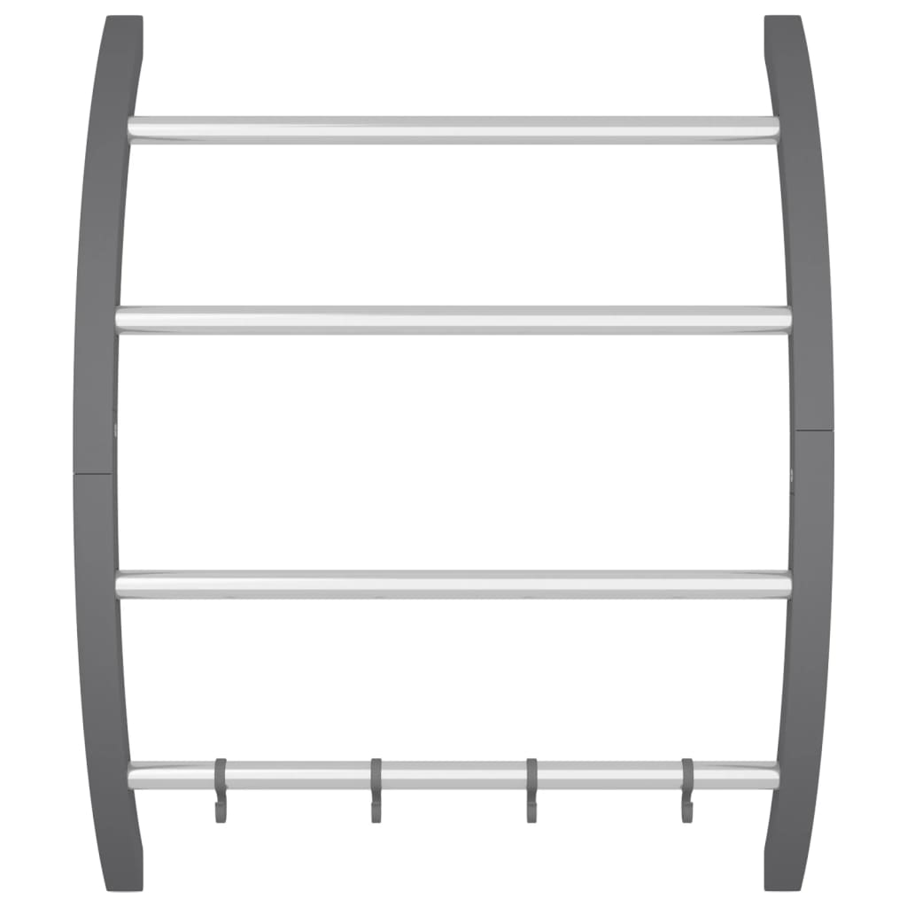 Vidaxl -Handtuchregal mit Haken 56x16x72 cm Aluminium Silber gefärbt