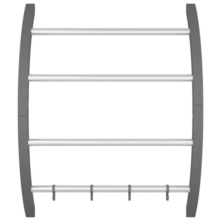 Vidaxl -Handtuchregal mit Haken 56x16x72 cm Aluminium Silber gefärbt