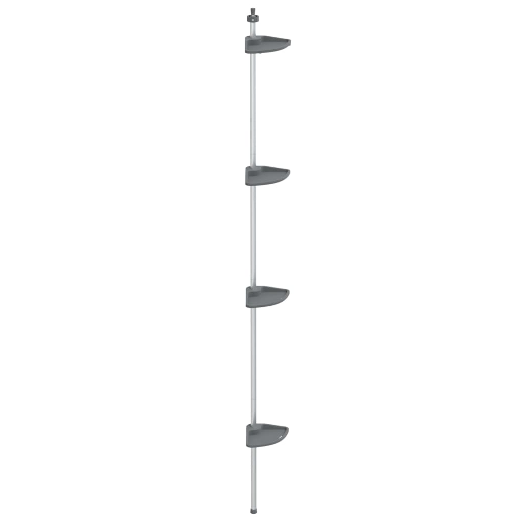 VidaXL Duschregal 4-lagiges Teleskop-Eckmodell Aluminium Silber