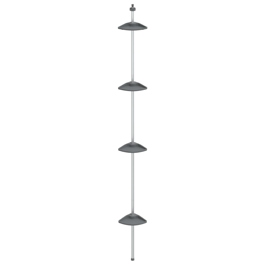 VidaXL Duschregal 4-lagiges Teleskop-Eckmodell Aluminium Silber