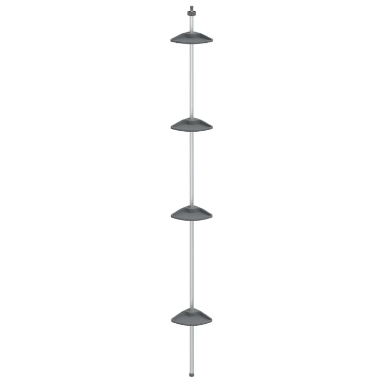VidaXL Duschregal 4-lagiges Teleskop-Eckmodell Aluminium Silber