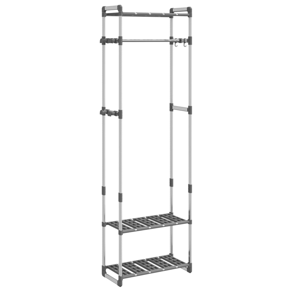 VIDAXL-Kleidungsregal 3-layer 59x29x192 cm Aluminium Silberfarbe