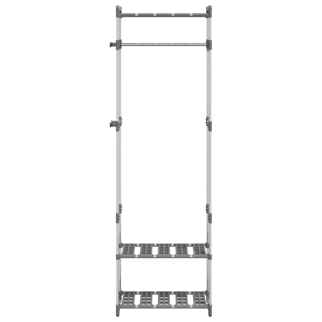 VIDAXL-Kleidungsregal 3-layer 59x29x192 cm Aluminium Silberfarbe