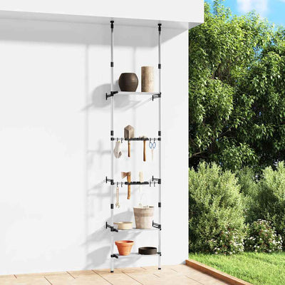 Vidaxl Garden Rack mit 3 Regalen Teleskope Aluminium Silber gefärbt