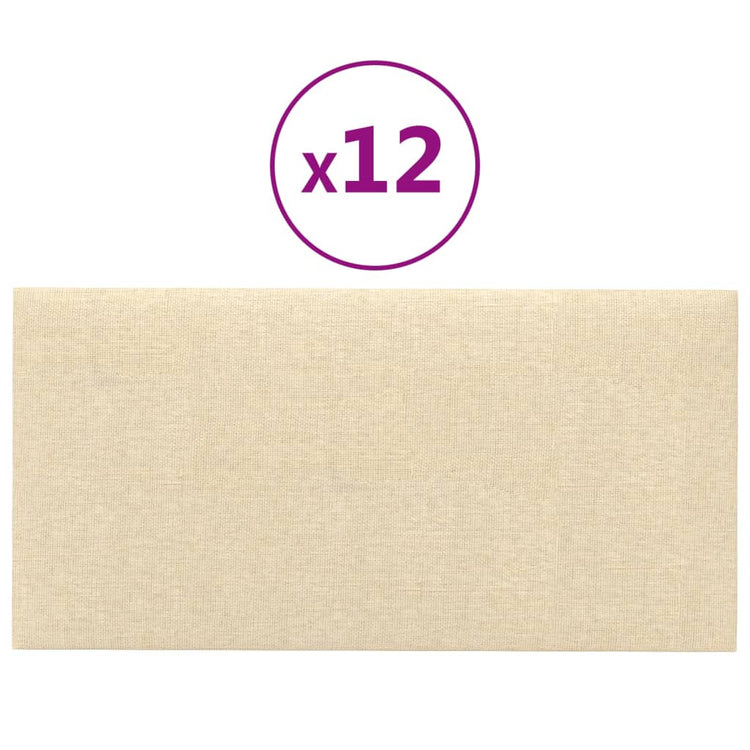 VIDAXL -Wandplatten 12 Stk 0,54 m² 30 x 15 cm Stoffcreme -Colored