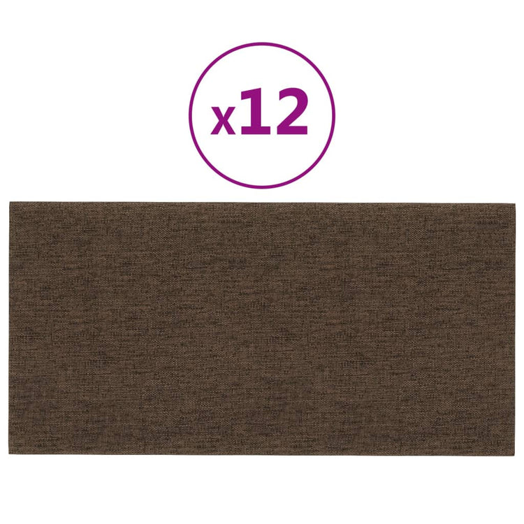 Vidaxl -Wandplatten 12 Stk 0,54 m² 30 x 15 cm Stoffbraun