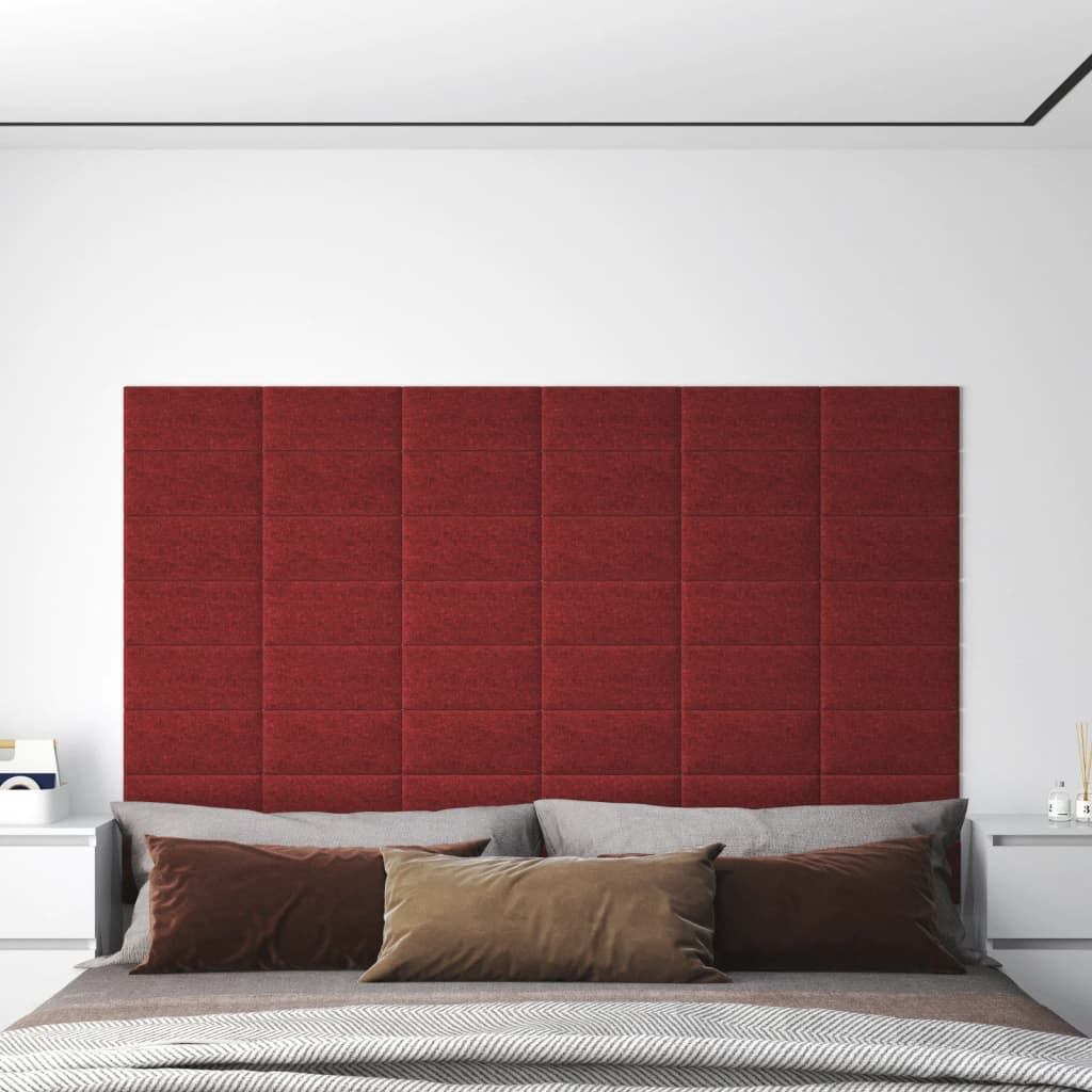 Vidaxl Wandpaneele 12 Stcs 0,54 m² 30x15 cm Stoffwein rot