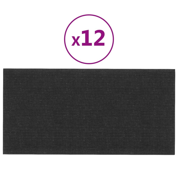Vidaxl Wandpaneele 12 Stcs 0,54 m² 30x15 cm Stoff schwarz