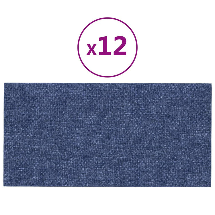 VIDAXL -Wandplatten 12 Stk 0,54 m² 30 x 15 cm Stoff blau