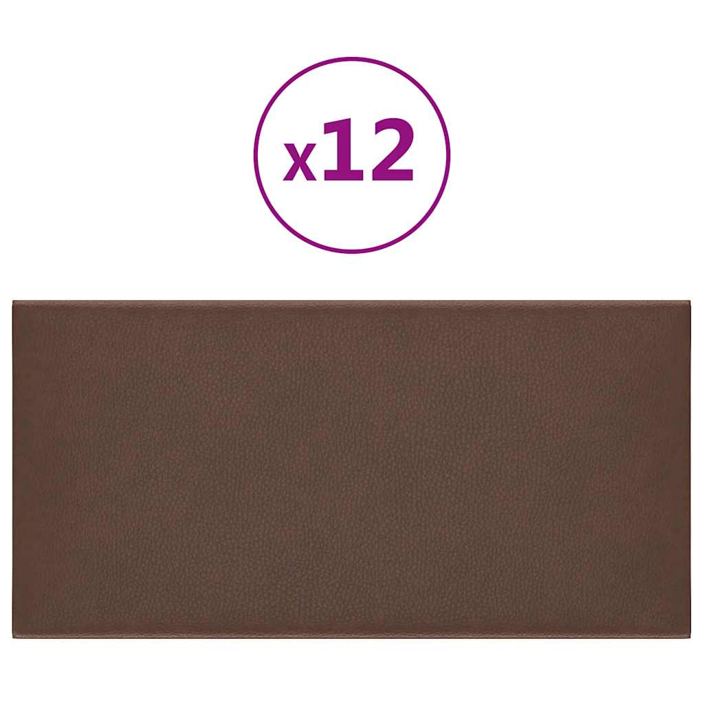 Vidaxl -Wandpaneele 12 Stcs 0,54 m² 30 x 15 cm künstliches Lederbraun