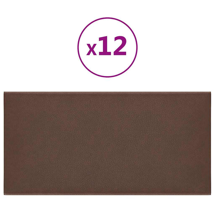 Vidaxl -Wandpaneele 12 Stcs 0,54 m² 30 x 15 cm künstliches Lederbraun