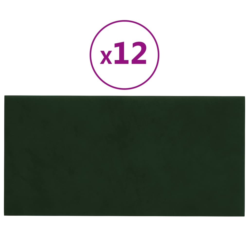Vidaxl -Wandplatten 12 Stk 0,54 m² 30 x 15 cm Samt dunkelgrün