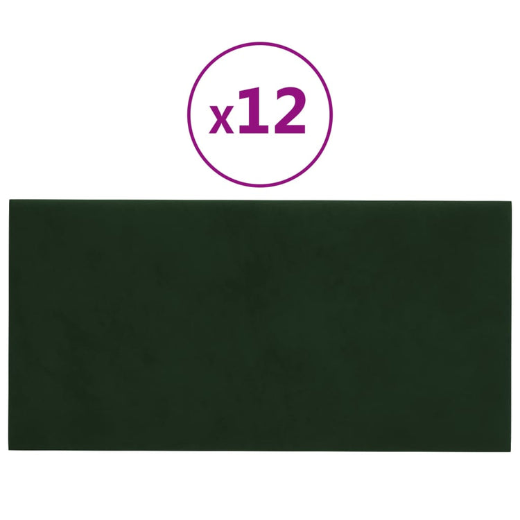 Vidaxl -Wandplatten 12 Stk 0,54 m² 30 x 15 cm Samt dunkelgrün